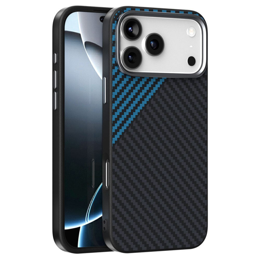 iPhone 18 Pro / 17 Pro ABEEL Hybrid Case with Carbon Fiber Texture - MagSafe Compatible - Black / Blue