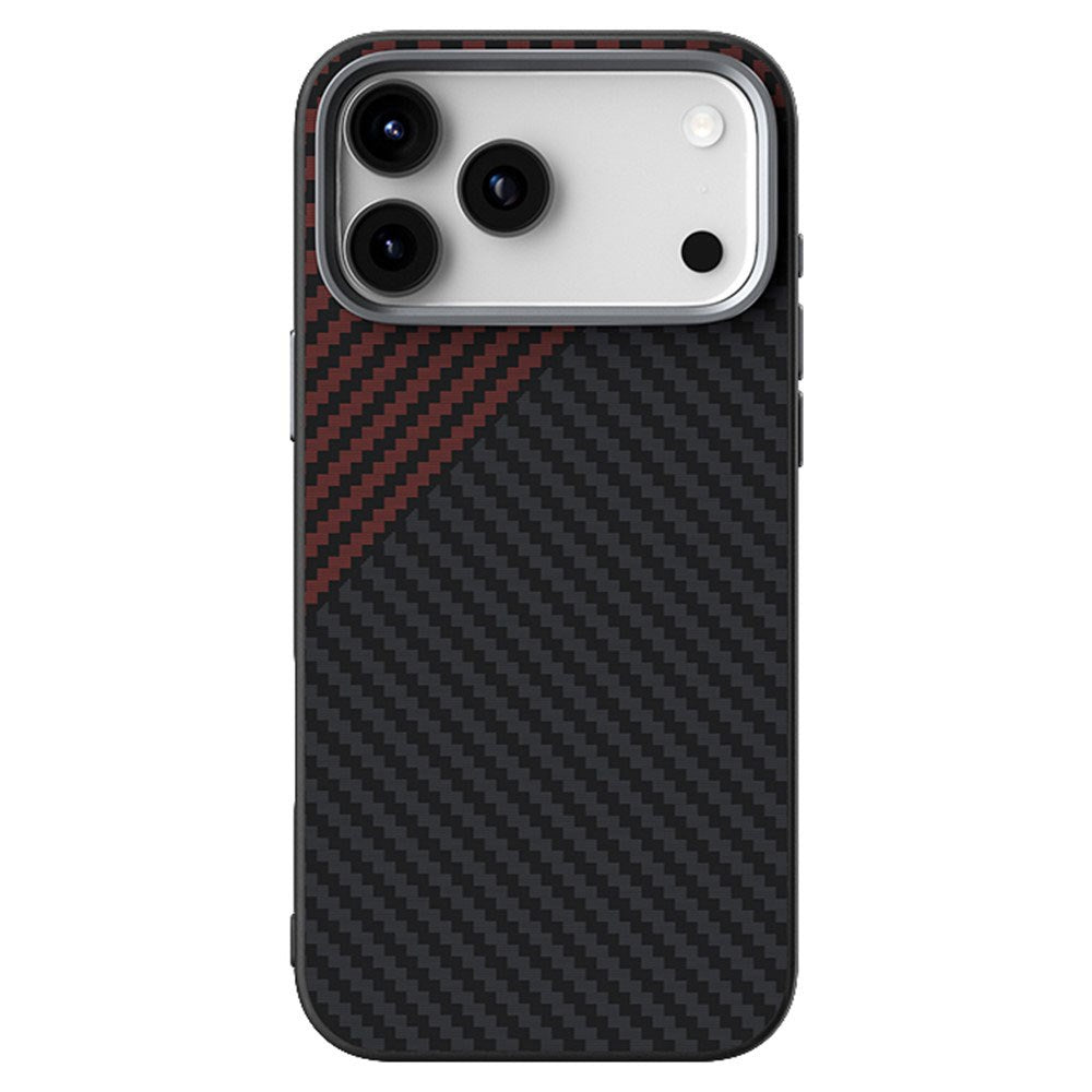 iPhone 18 Pro / 17 Pro ABEEL Hybrid Case with Carbon Fiber Texture - MagSafe Compatible - Black / Red