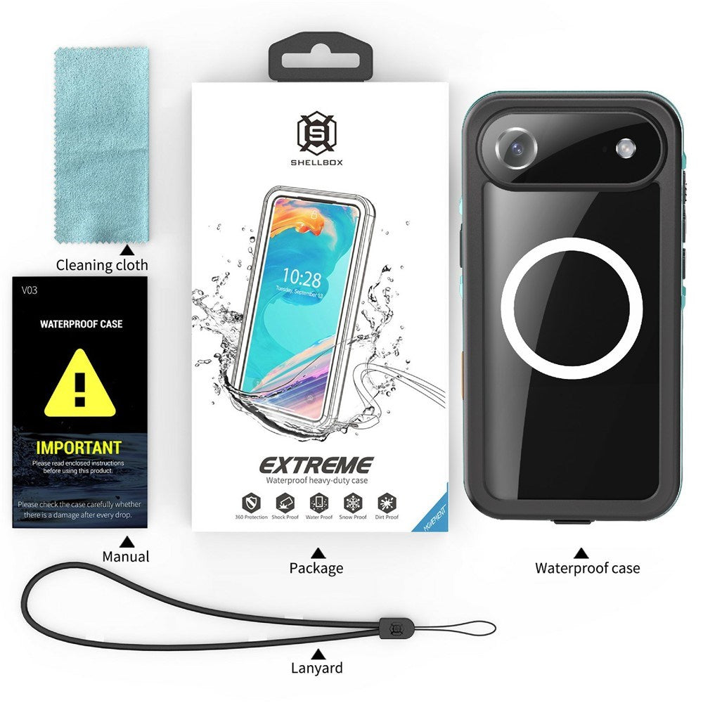 EIDERWOOD iPhone Air Waterproof Craftsman Case with Screen Protector & Strap - MagSafe Compatible - Black