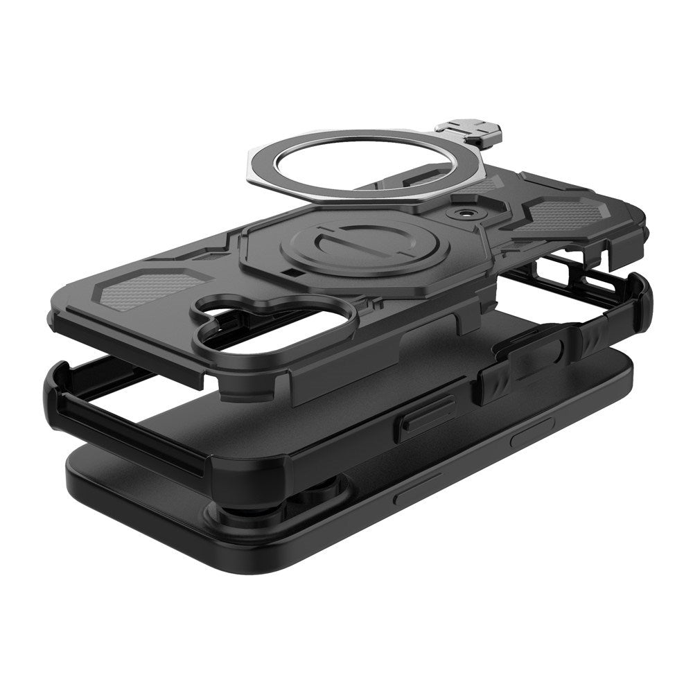 EIDERWOOD iPhone 17 Tough Case with Magnetic Kickstand - MagSafe Compatible - Black