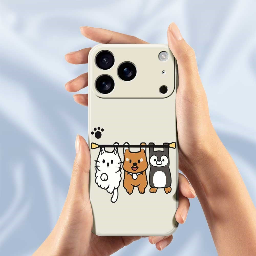 iPhone 17 Pro Flexible Plastic Case with Animal Pattern - Beige