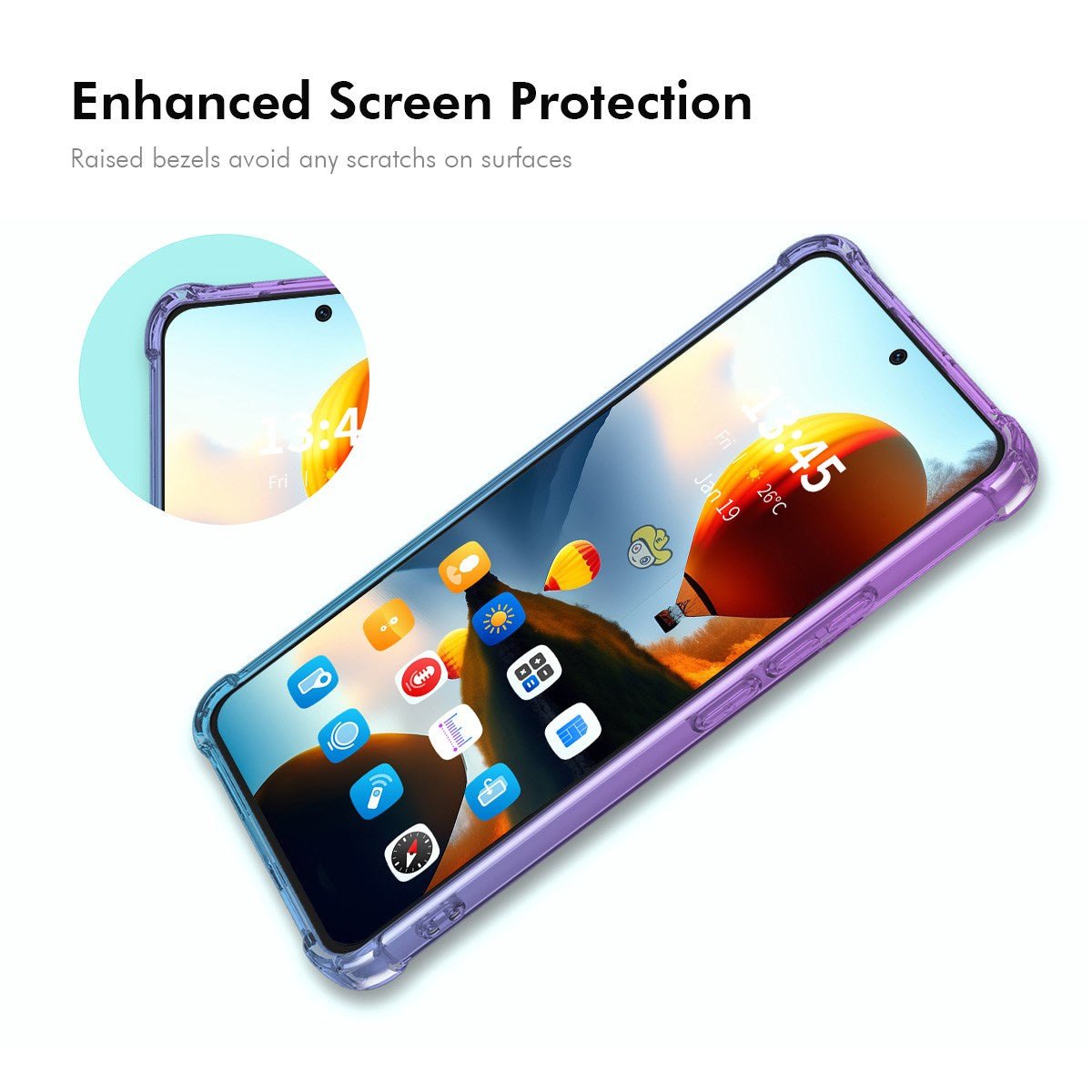 ENKAY Motorola Moto G86 Power Flexible Plastic Case with Shock-Absorbing Corners - Purple / Blue