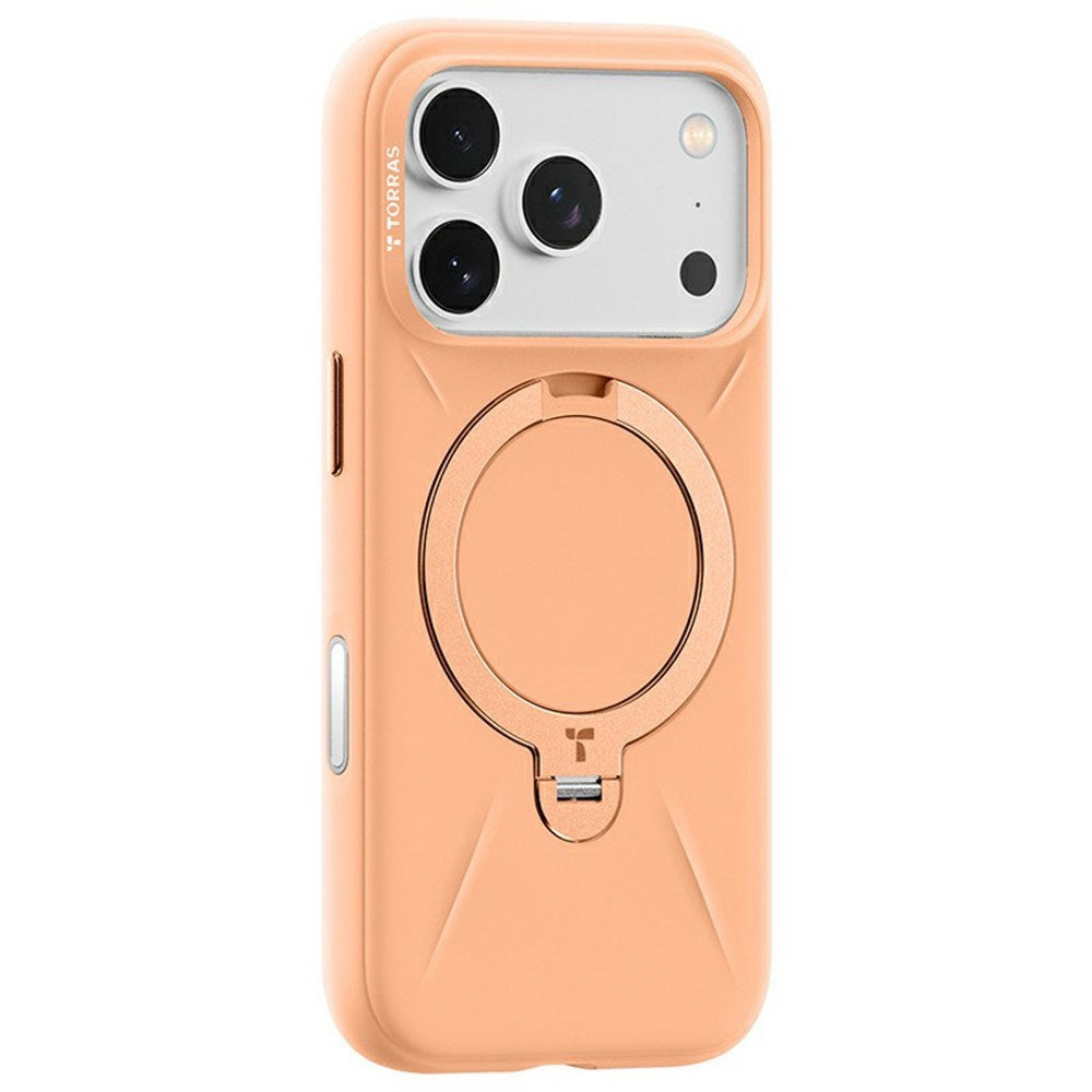 TORRAS iPhone 17 Pro Ostand Spin Silicone Case with Rotating Kickstand - MagSafe Compatible - Orange