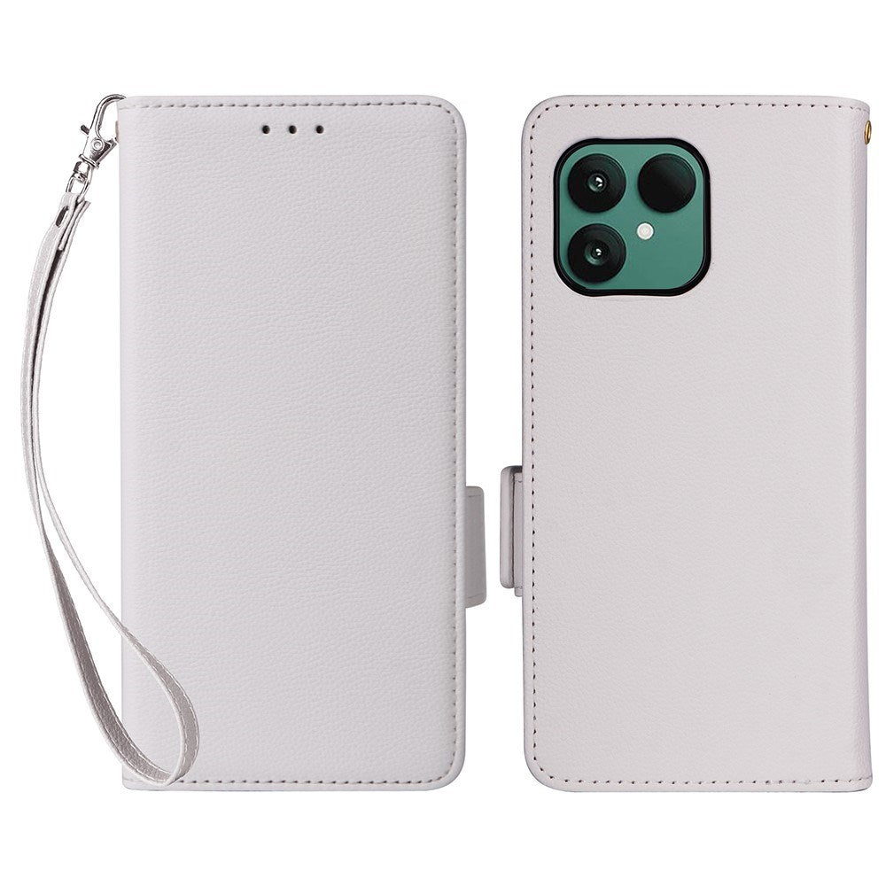 Fairphone (Gen. 6+ / Gen. 6) EIDERWOOD Artificial Leather Flip Case with Strap - White