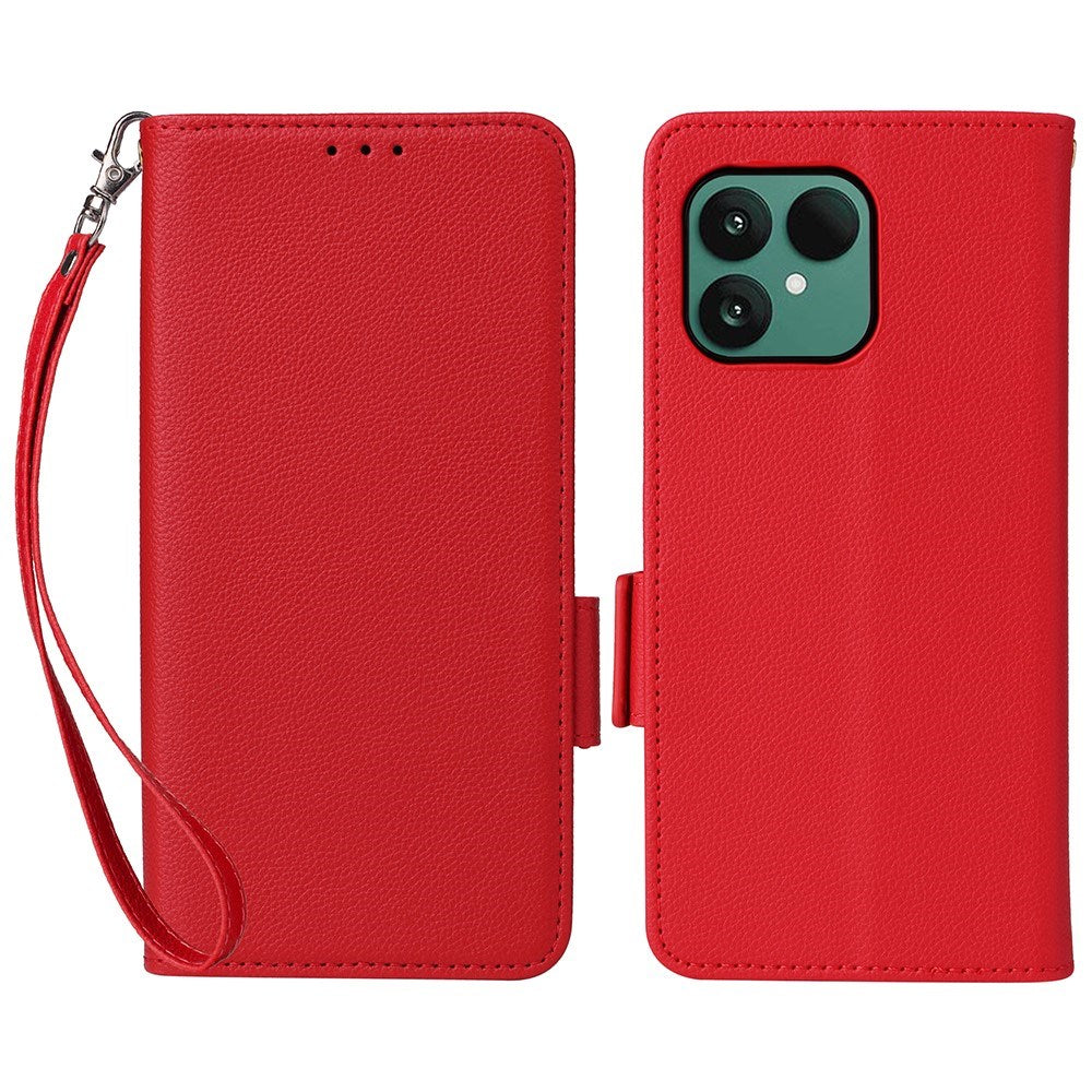 Fairphone (Gen. 6+ / Gen. 6) EIDERWOOD Artificial Leather Flip Case with Strap - Red