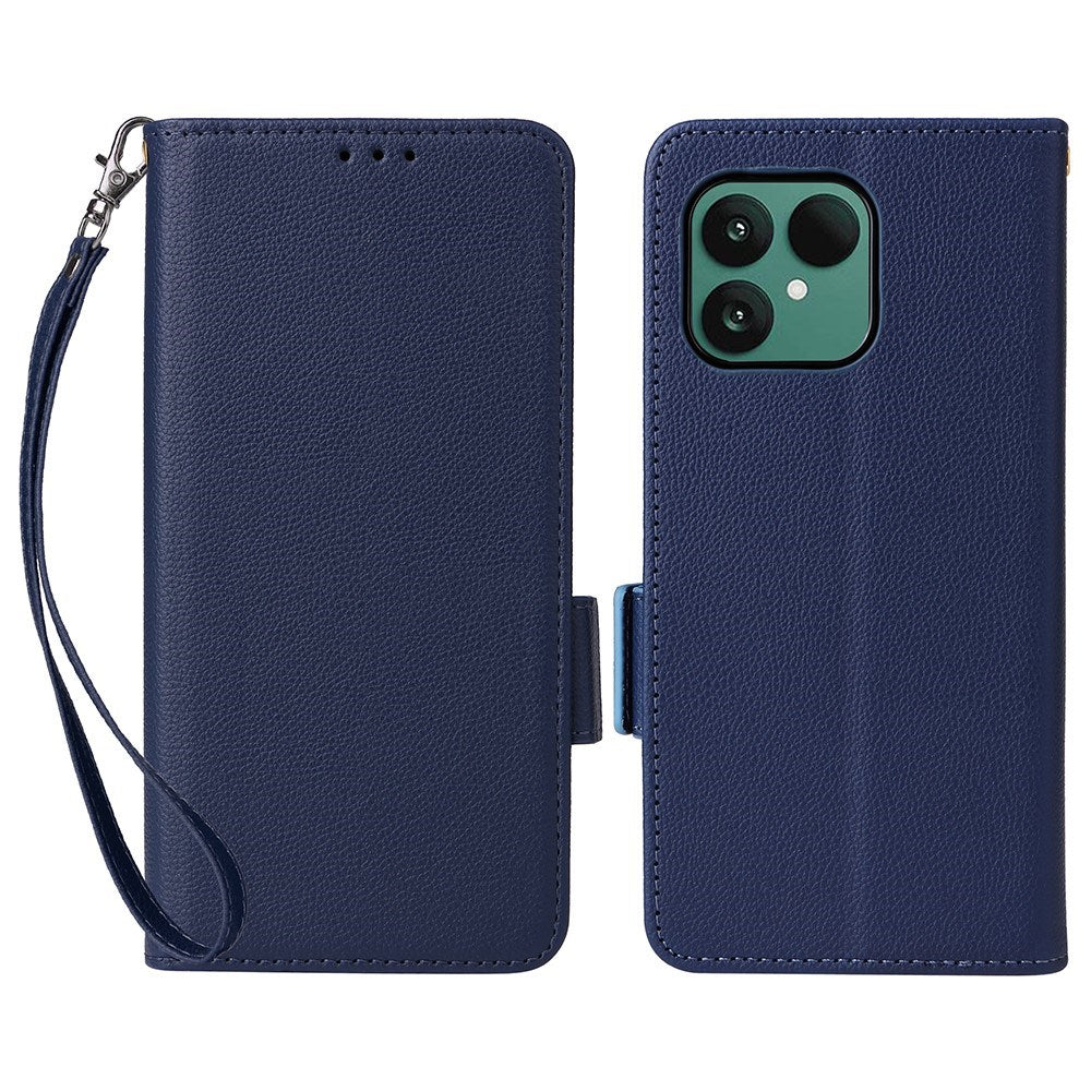 Fairphone (Gen. 6+ / Gen. 6) EIDERWOOD Artificial Leather Flip Case with Strap - Dark Blue
