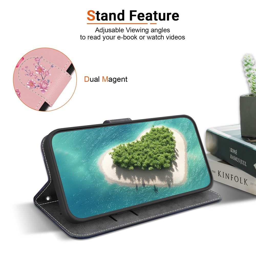 EIDERWOOD OnePlus Nord 5 Faux Leather Flip Case with Card Holder & Strap - Pink Flowers