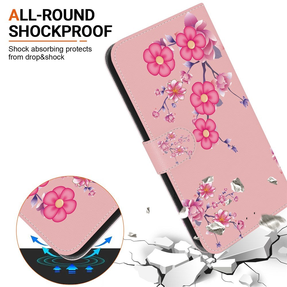 EIDERWOOD OnePlus Nord 5 Faux Leather Flip Case with Card Holder & Strap - Pink Flowers