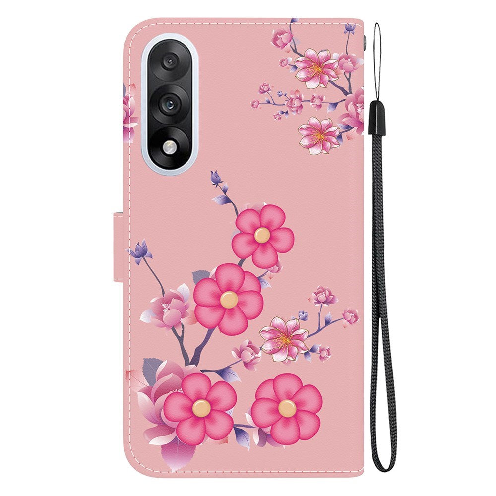 EIDERWOOD OnePlus Nord 5 Faux Leather Flip Case with Card Holder & Strap - Pink Flowers