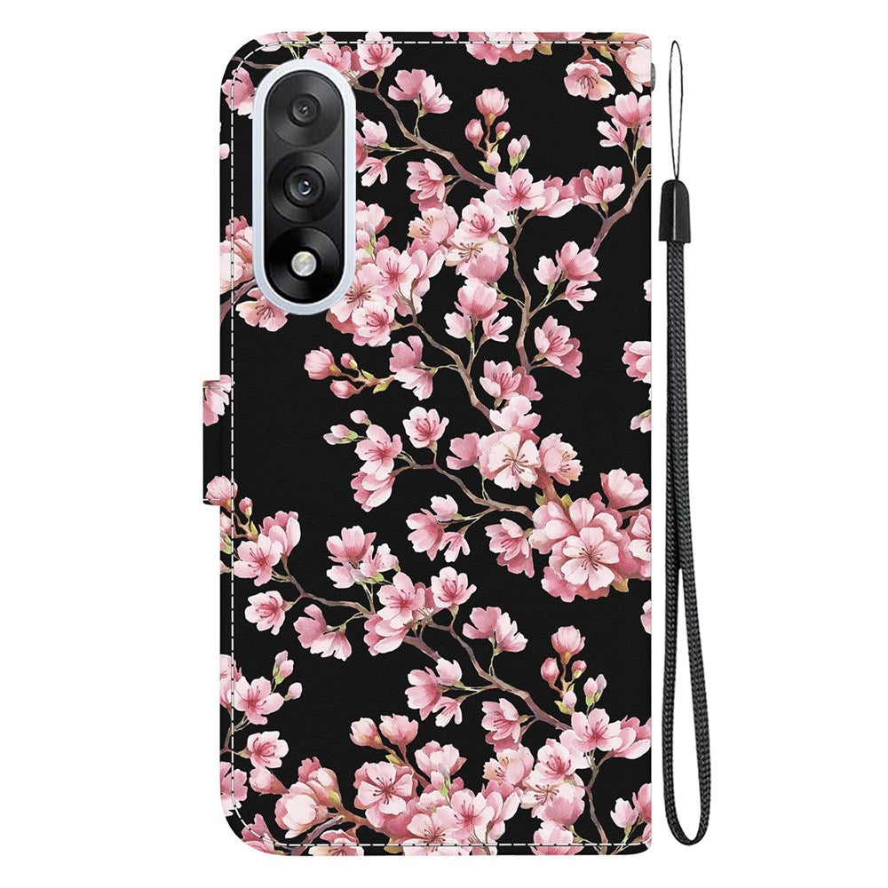 EIDERWOOD OnePlus Nord 5 Faux Leather Flip Case with Card Holder & Strap - Plum Tree with Flowers