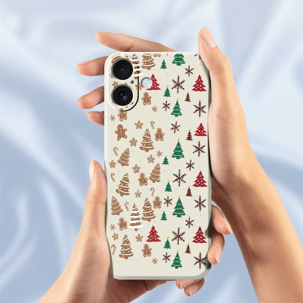 EIDERWOOD iPhone 17 Christmas Case - Flexible Plastic - Gingerbread Men and Christmas Trees / Green