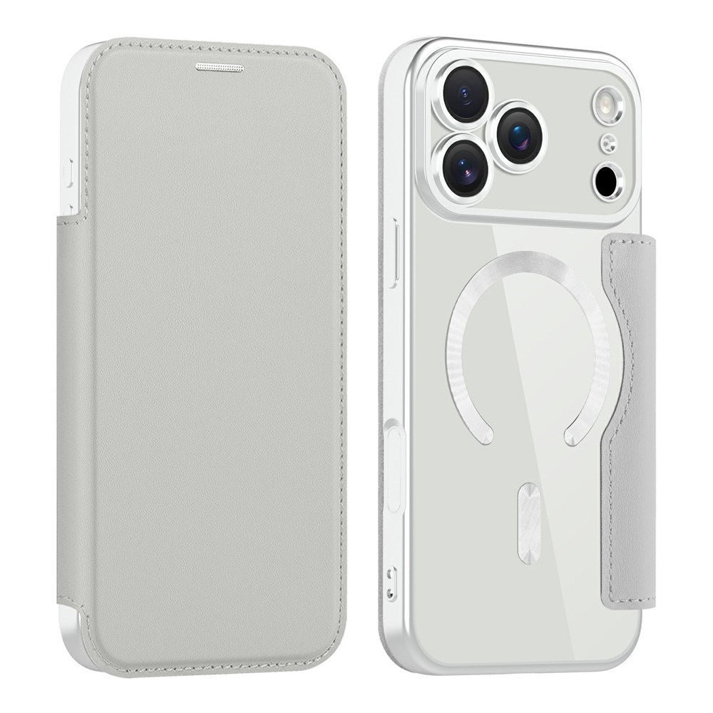 EIDERWOOD iPhone 17 Pro Flip Case with Transparent Back - MagSafe Compatible - Grey