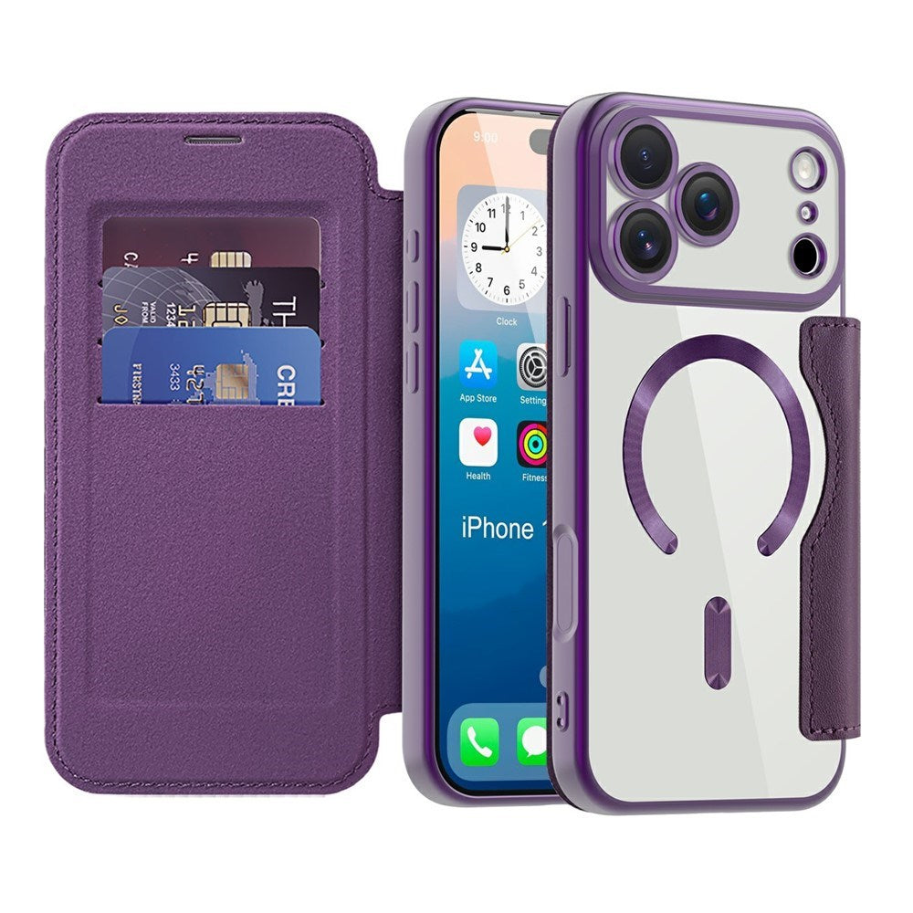 EIDERWOOD iPhone 17 Pro Flip Case with Transparent Back - MagSafe Compatible - Purple