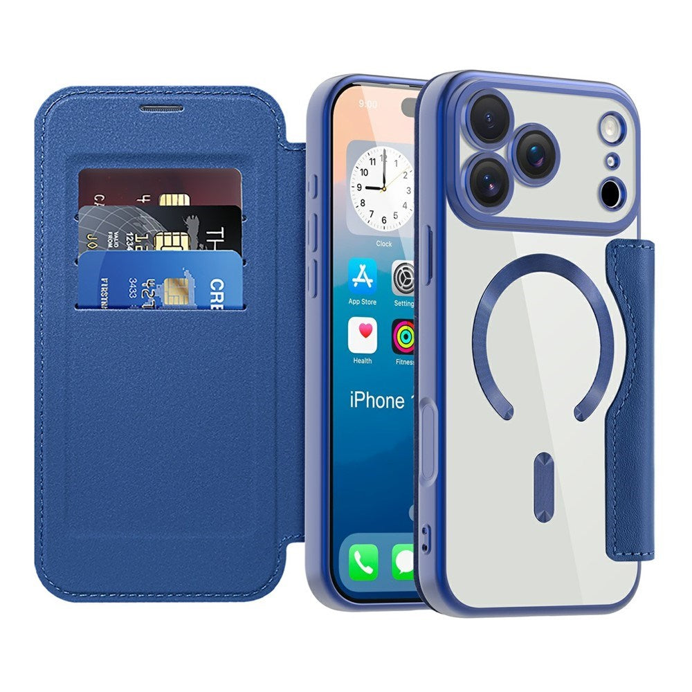 EIDERWOOD iPhone 17 Pro Flip Case with Transparent Back - MagSafe Compatible - Dark Blue
