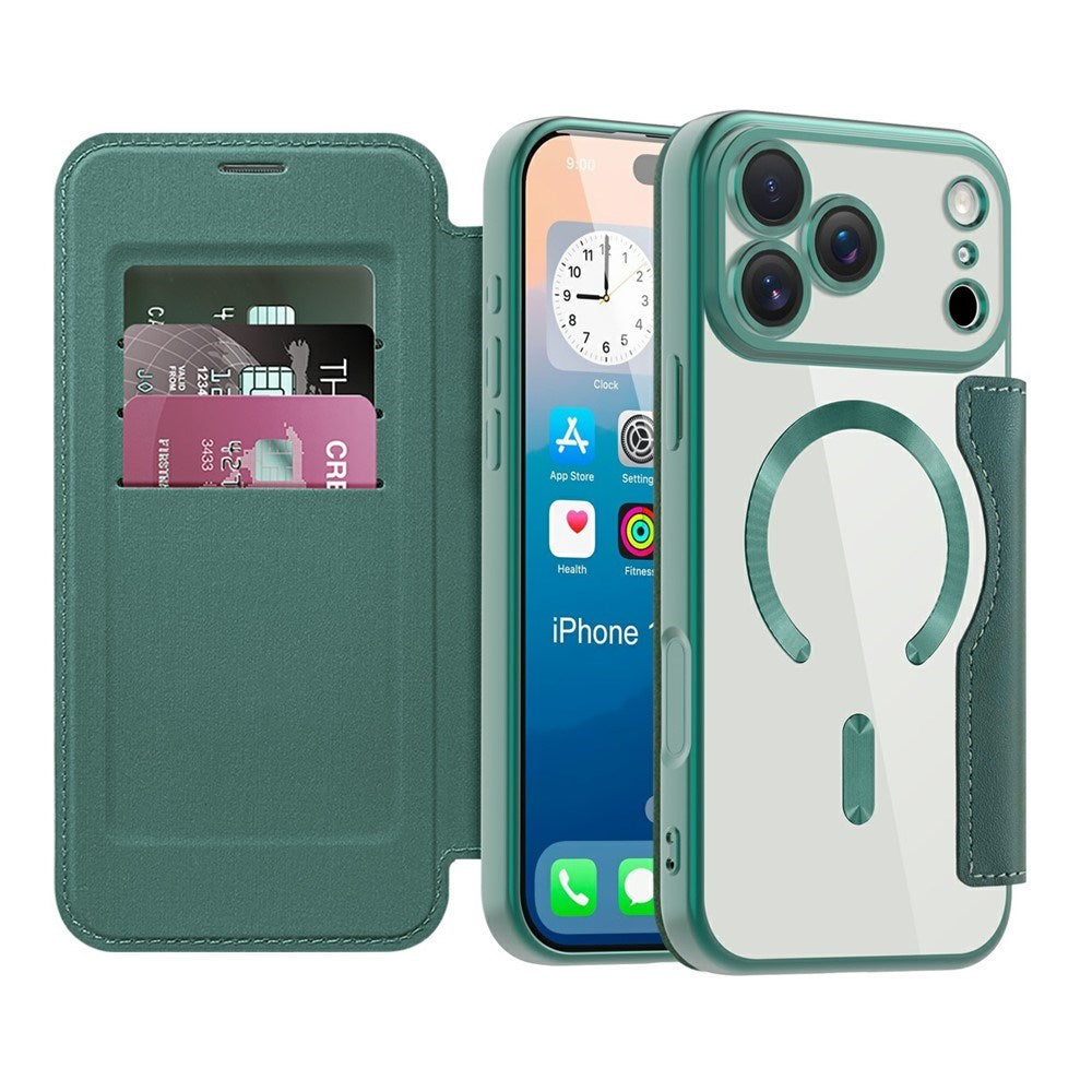 EIDERWOOD iPhone 17 Pro Flip Case with Transparent Back - MagSafe Compatible - Green
