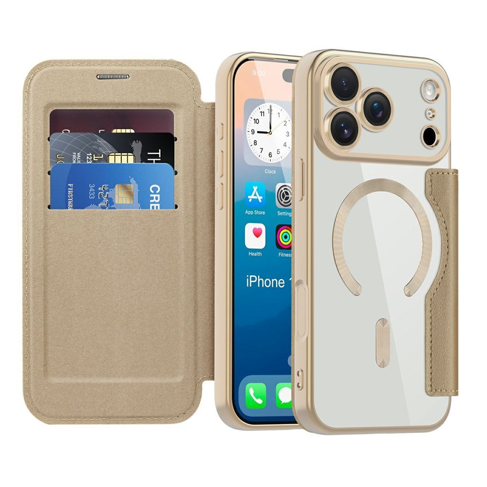 EIDERWOOD iPhone 17 Pro Max Flip Case with Transparent Back - MagSafe Compatible - Gold