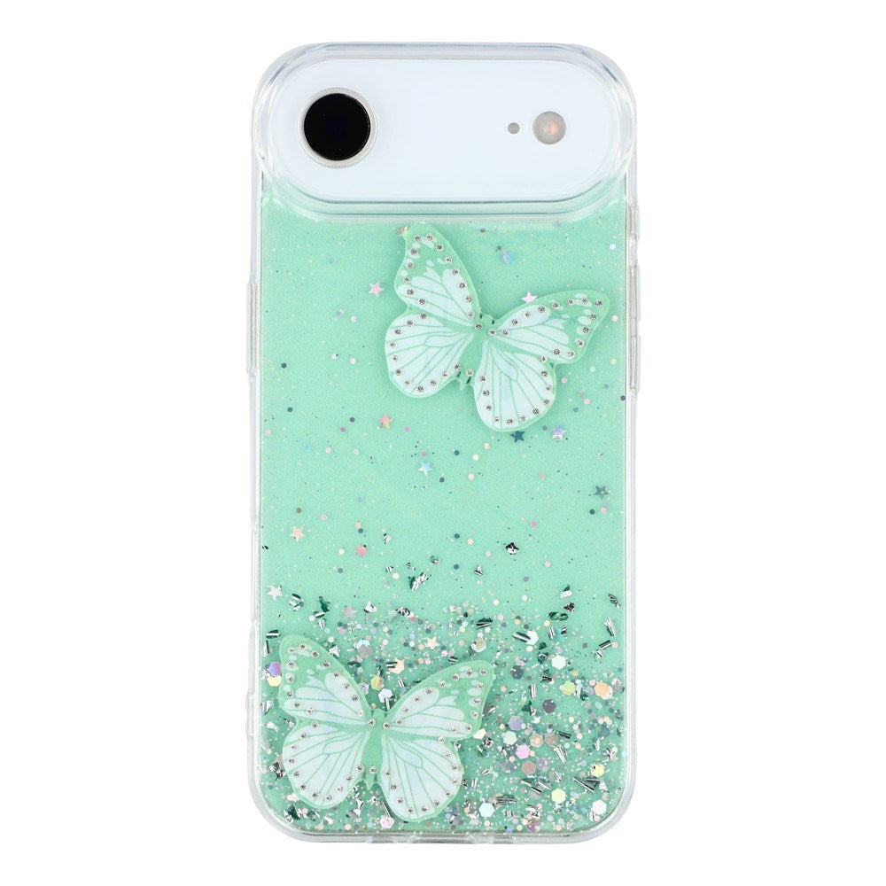 EIDERWOOD iPhone Air Flexible Plastic Case with Butterflies - Transparent / Green