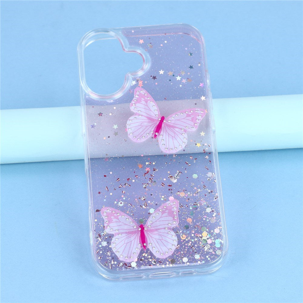 EIDERWOOD iPhone 17 Flexible Plastic Case with Butterflies - Transparent / Pink