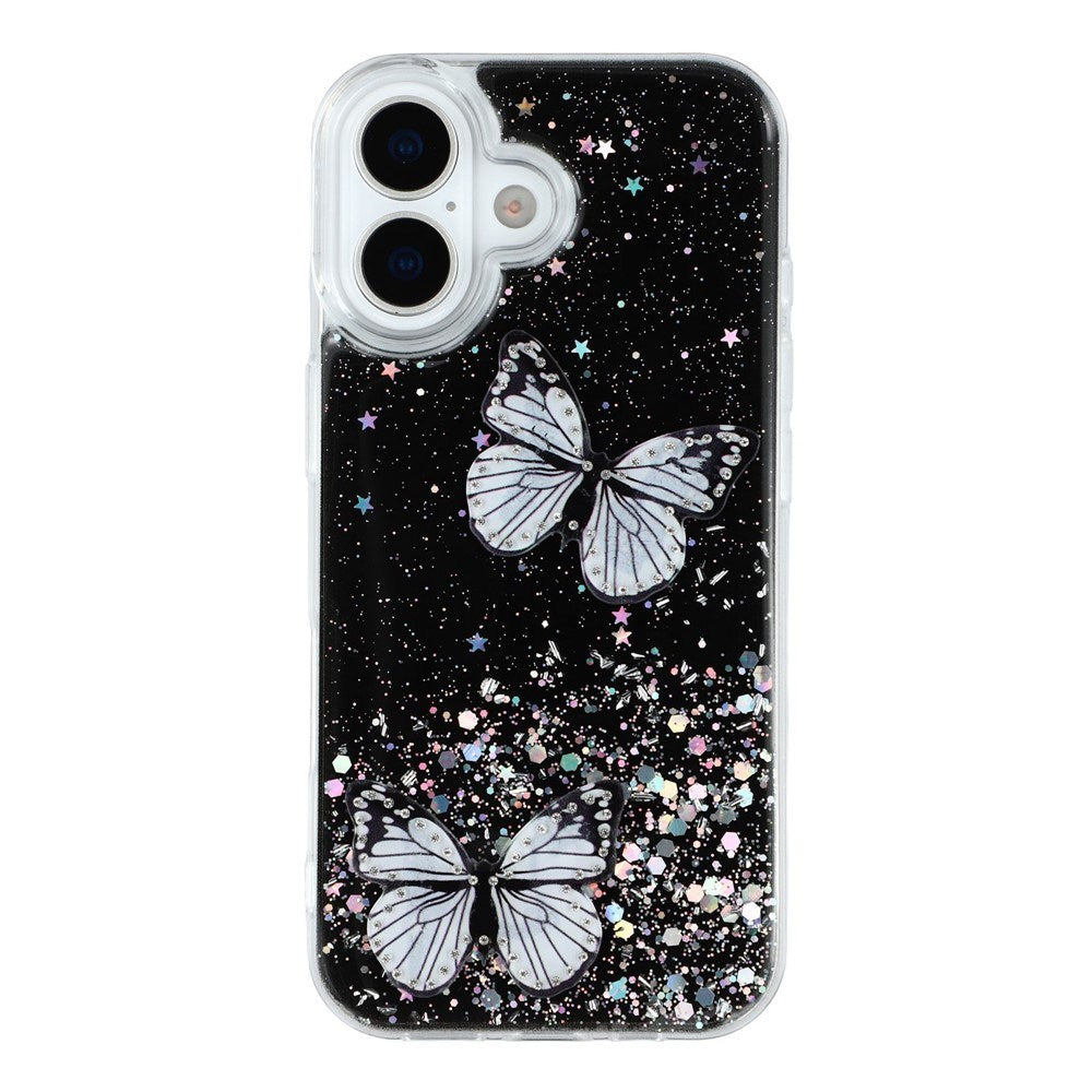EIDERWOOD iPhone 17 Flexible Plastic Case with Butterflies - Transparent / Black