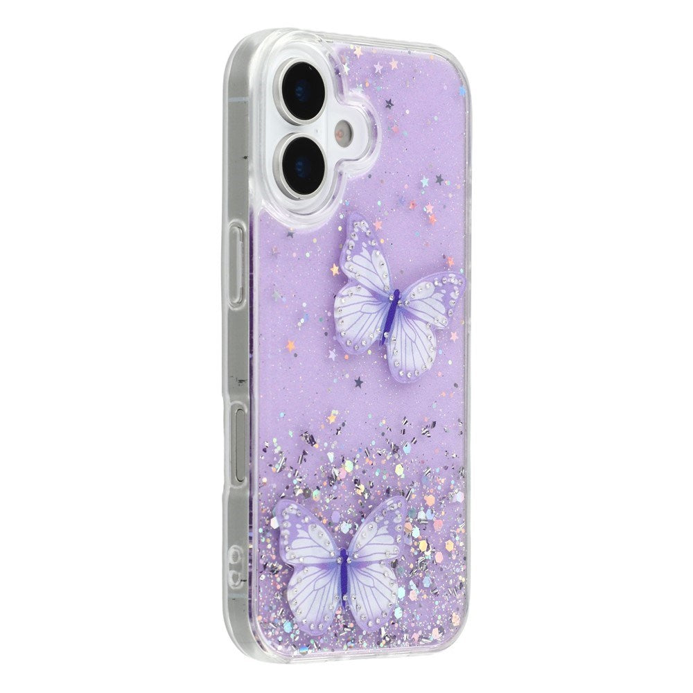 EIDERWOOD iPhone 17 Flexible Plastic Case with Butterflies - Transparent / Purple