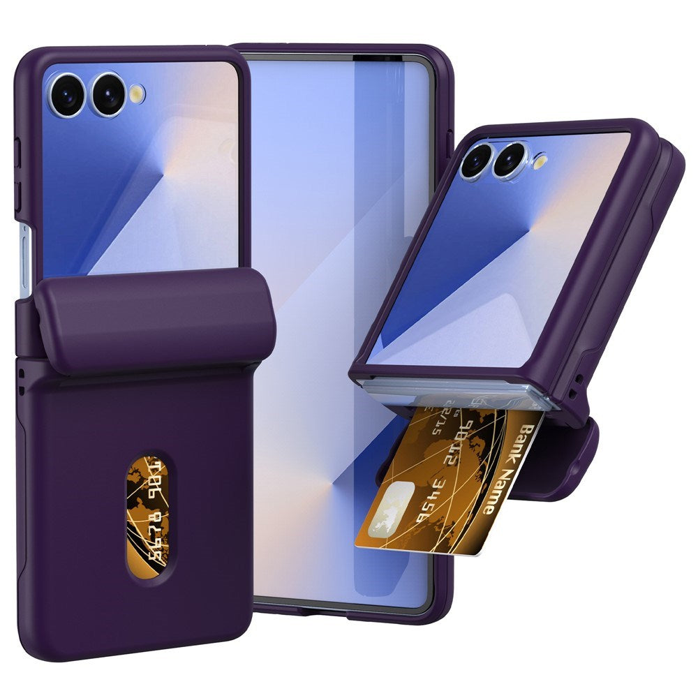 EIDERWOOD Samsung Galaxy Z Flip7 FE / Flip6 Hard Plastic Case with Card Holder - Dark Purple