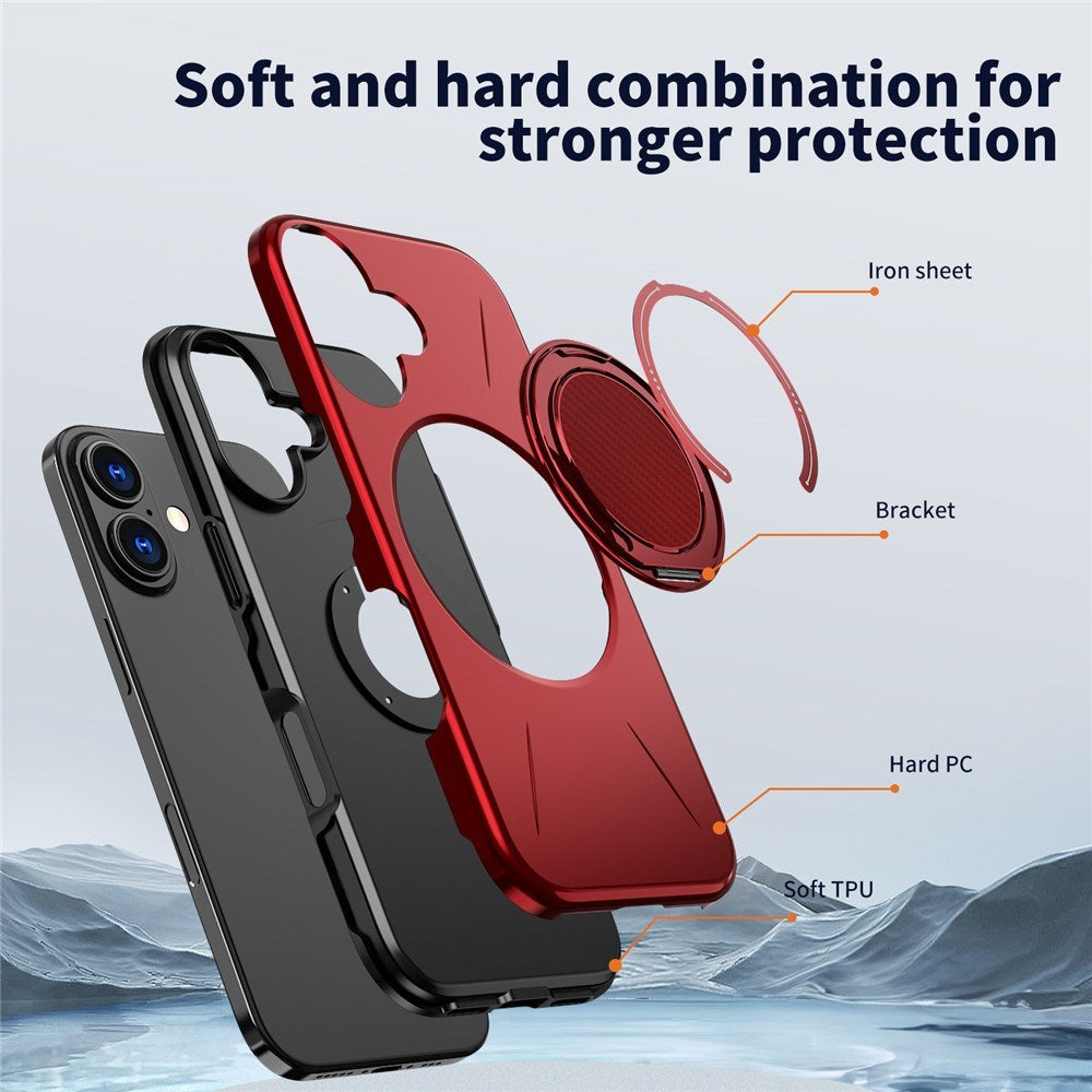 EIDERWOOD iPhone 17 Case with Rotating Kickstand - MagSafe Compatible - Red