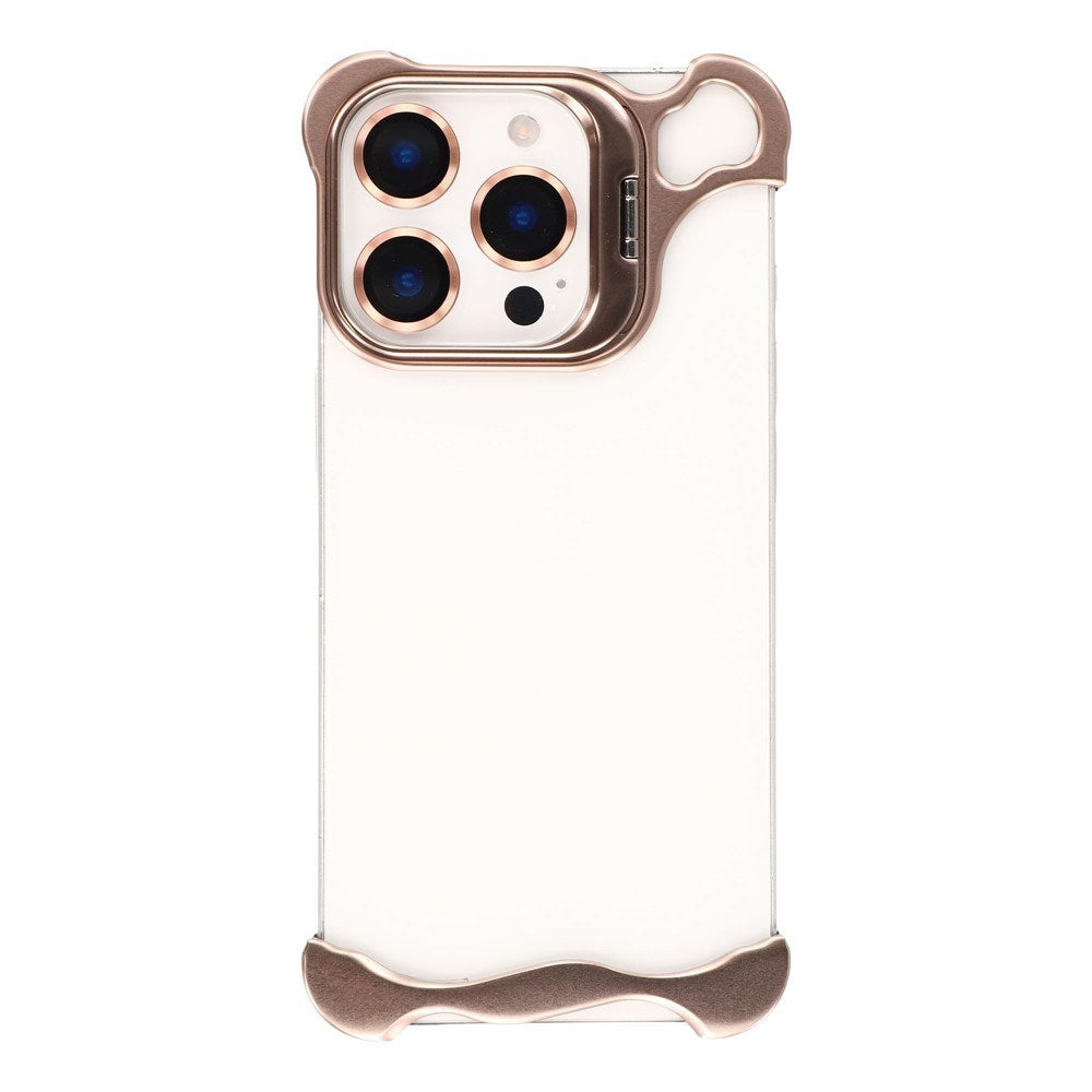 iPhone 16 Pro Two-Piece Metal Bumper Case with Stand & Lens Protector - Gold