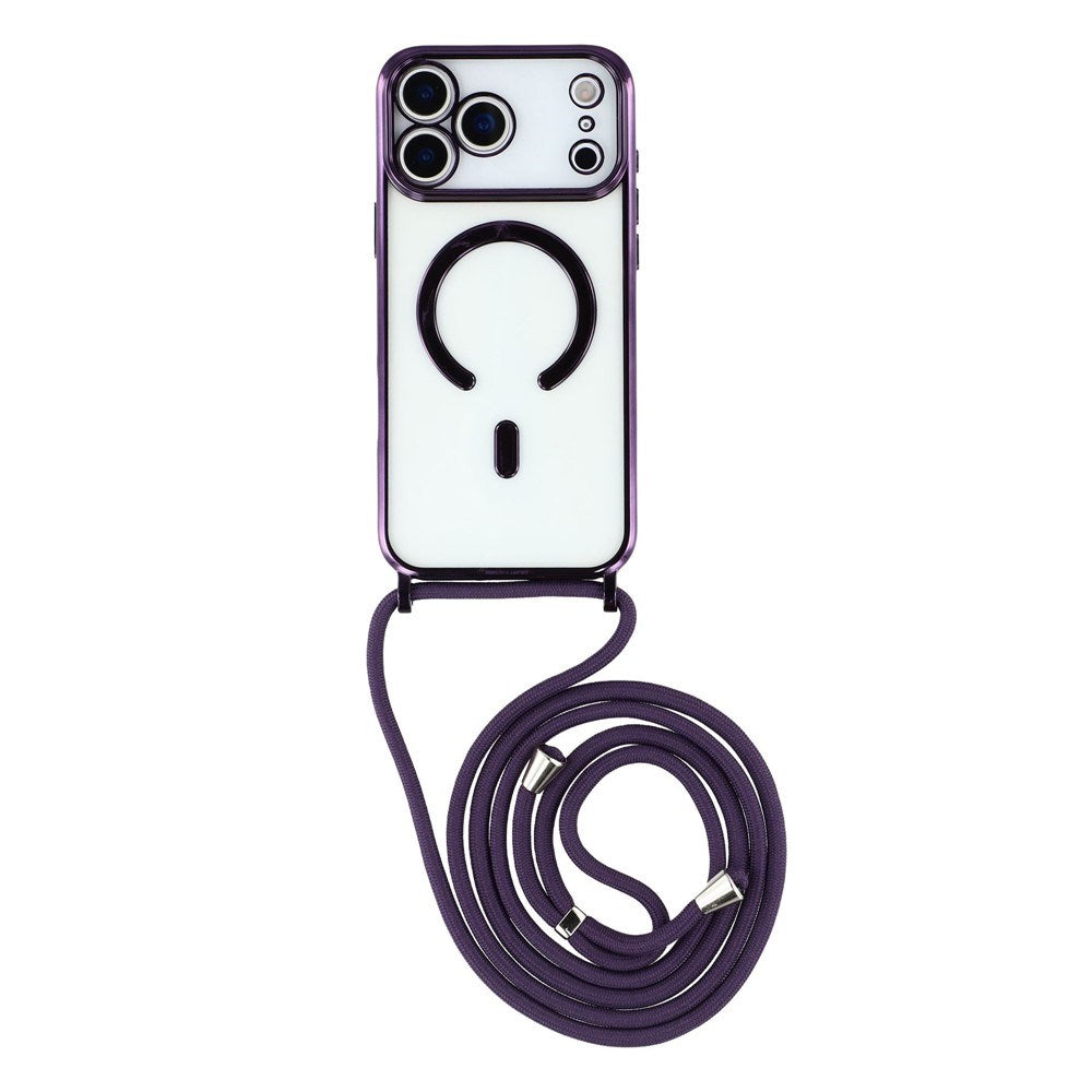 EIDERWOOD iPhone 17 Pro Max Flexible Plastic Case with Adjustable Strap - MagSafe Compatible - Transparent / Purple