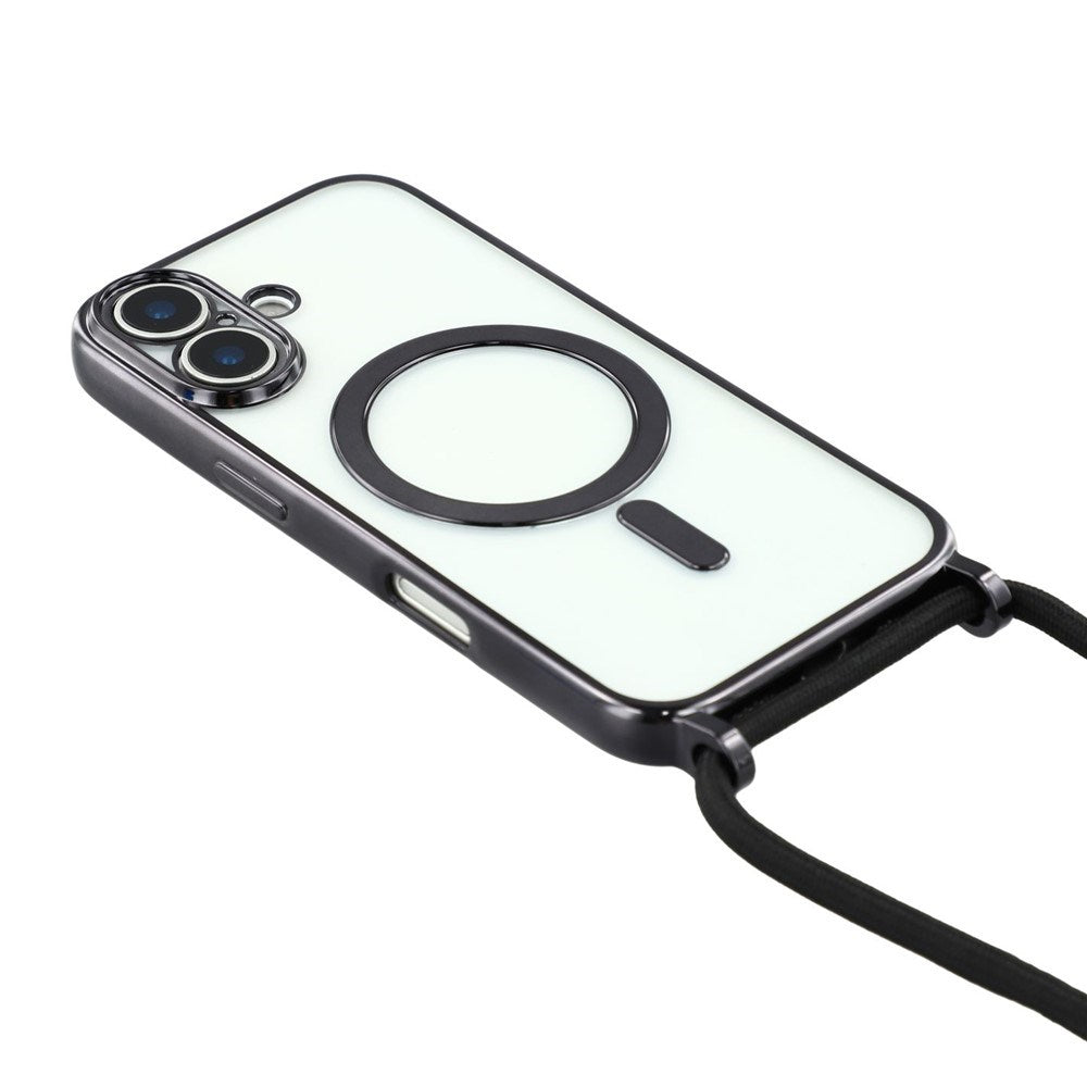 EIDERWOOD iPhone 17 Flexible Plastic Case with Adjustable Strap - MagSafe Compatible - Transparent / Black