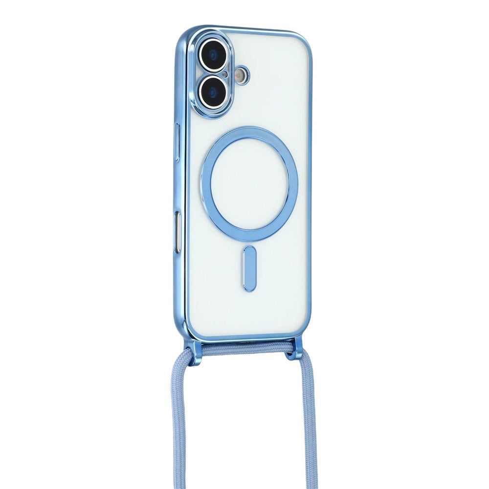 EIDERWOOD iPhone 17 Flexible Plastic Case with Adjustable Strap - MagSafe Compatible - Transparent / Blue
