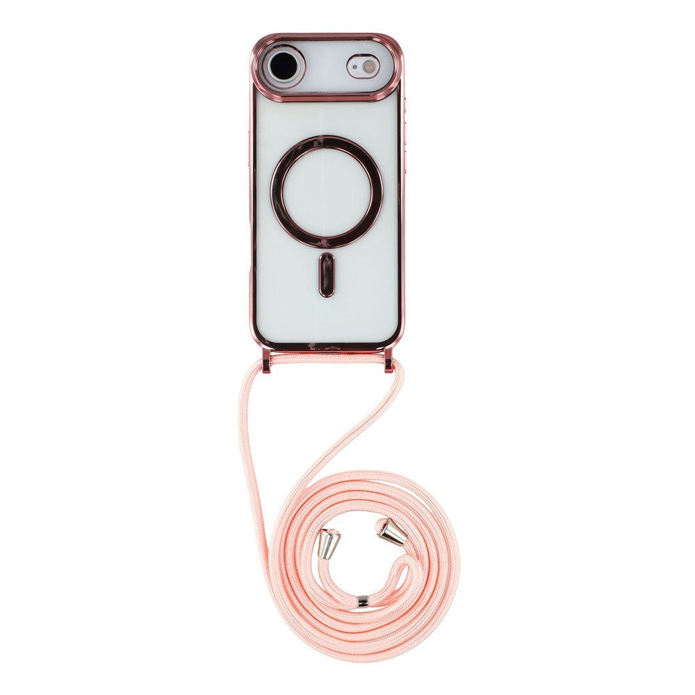 EIDERWOOD iPhone Air Flexible Plastic Case with Adjustable Strap - MagSafe Compatible - Transparent / Pink