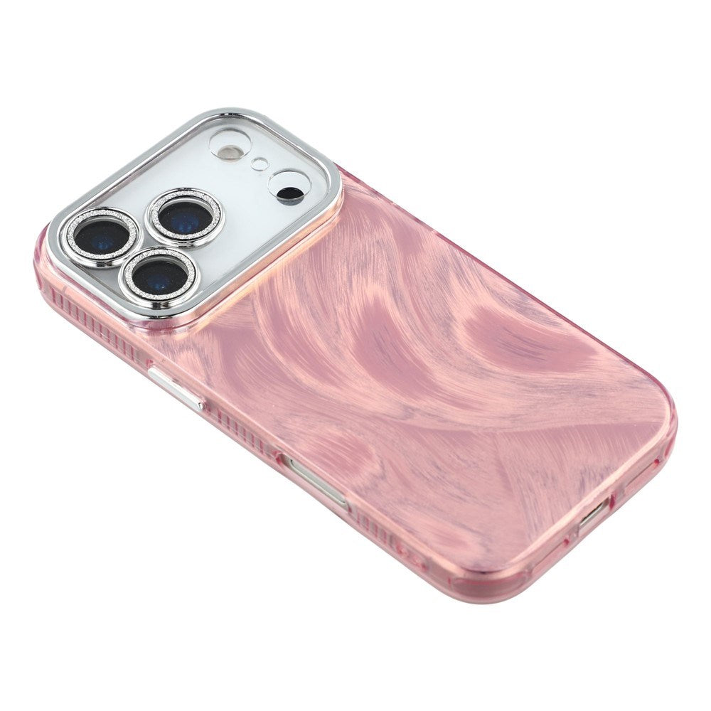 EIDERWOOD iPhone 17 Pro Hybrid Plastic Case with Built-in Camera Lens Protection - Brush Stroke Pattern / Pink