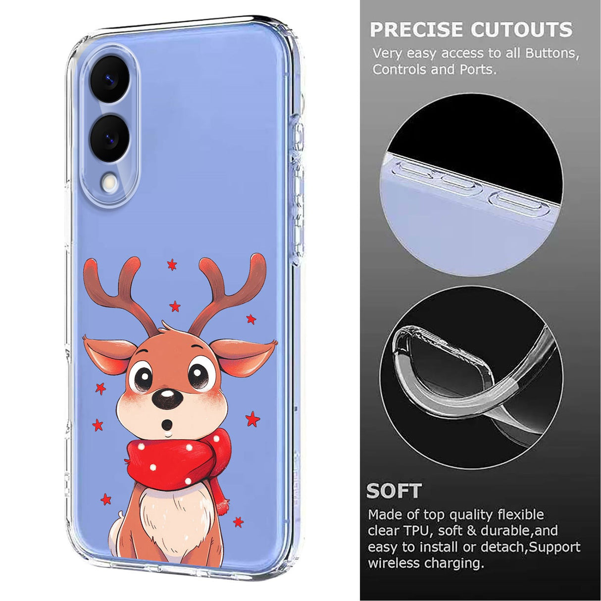 EIDERWOOD Samsung Galaxy S25 Edge Flexible Plastic Christmas Case with Motif - Transparent / Reindeer