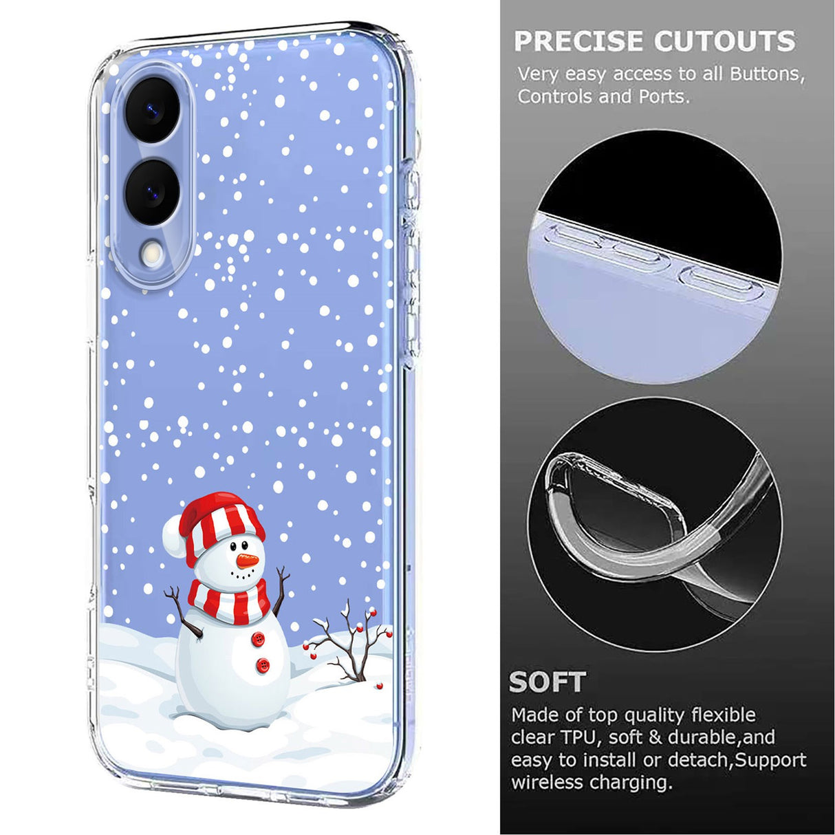 EIDERWOOD Samsung Galaxy S25 Edge Flexible Plastic Christmas Case with Motif - Transparent / Snowman