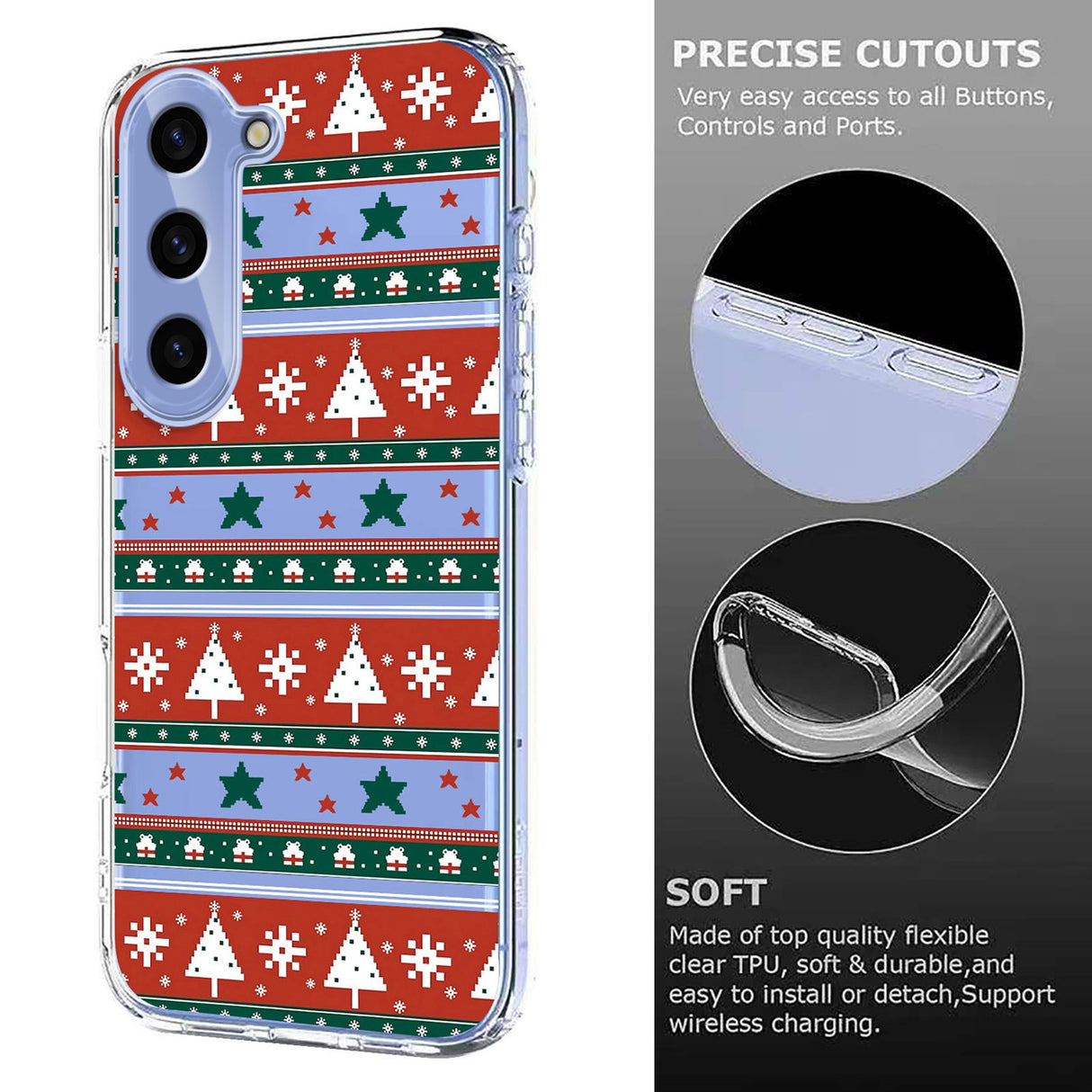 EIDERWOOD Samsung Galaxy S25 / S24 Flexible Plastic Christmas Case with Motif - Transparent / Pattern