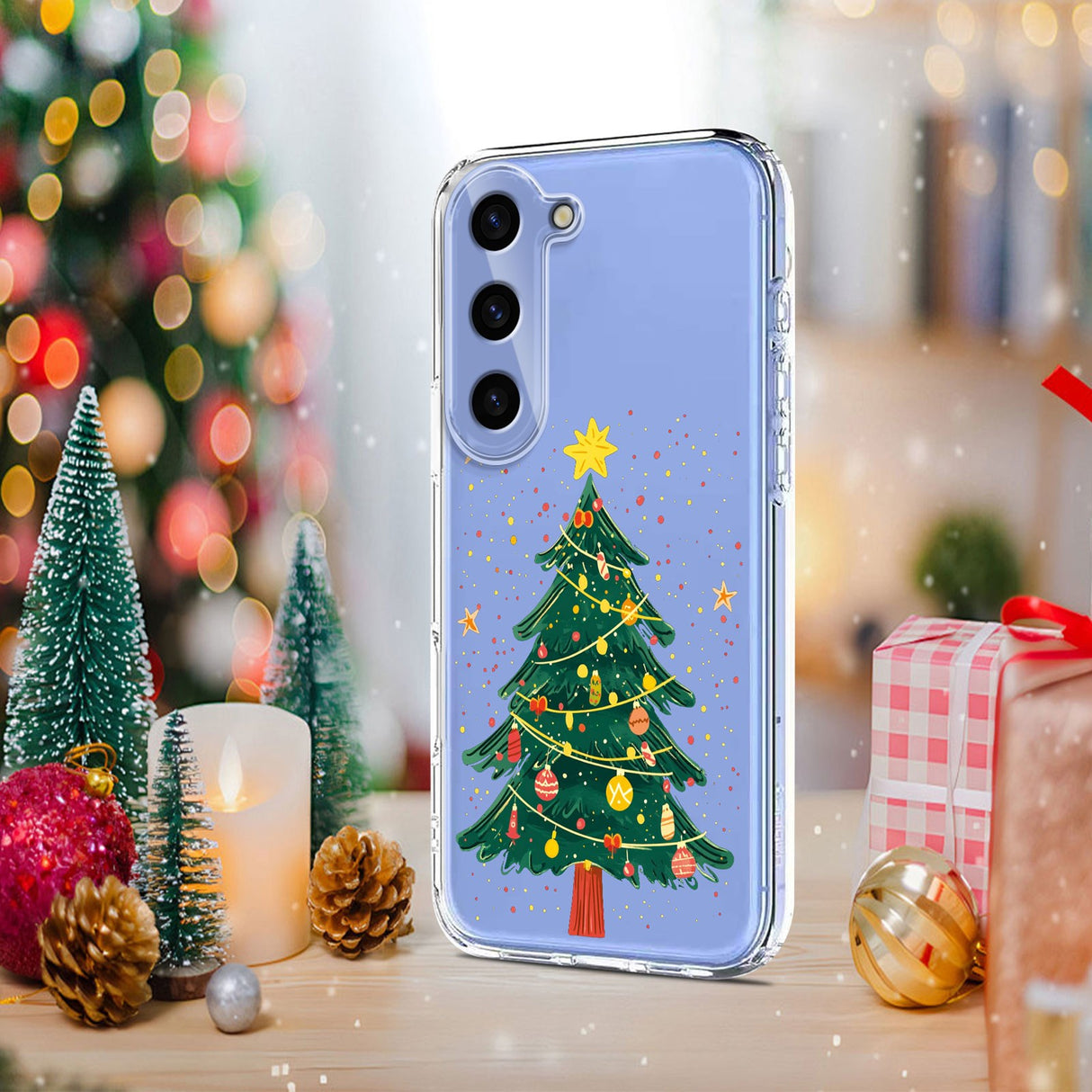 EIDERWOOD Samsung Galaxy S25 / S24 Flexible Plastic Christmas Case with Motif - Transparent / Christmas Tree