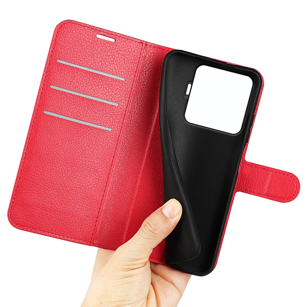 Xiaomi 15T Pro EIDERWOOD Faux Leather Flip Case with Cardholder & Stand Function - Red