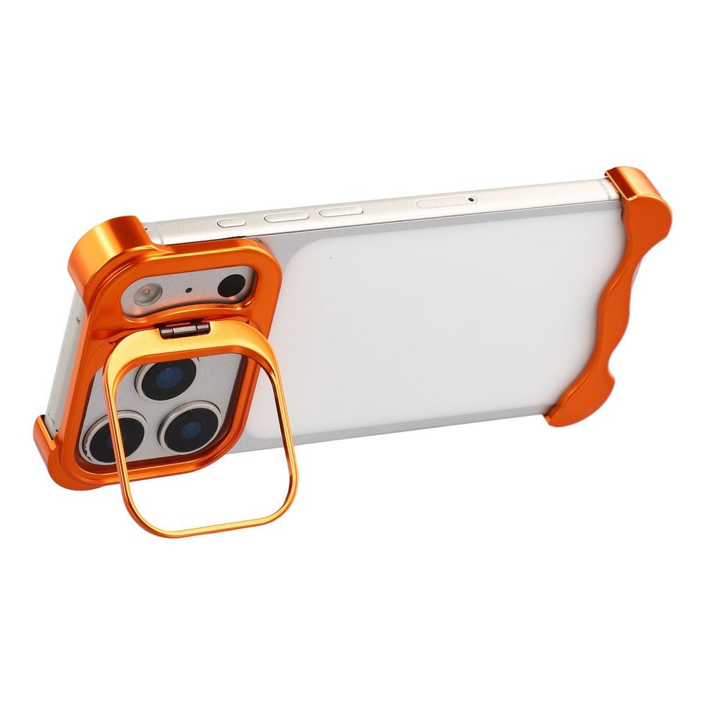 iPhone 17 Pro Two-Piece Metal Bumper Case with Stand & Lens Protector - Orange