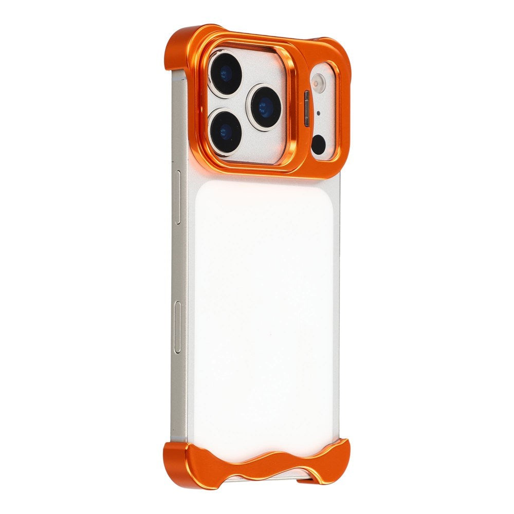 iPhone 17 Pro Two-Piece Metal Bumper Case with Stand & Lens Protector - Orange