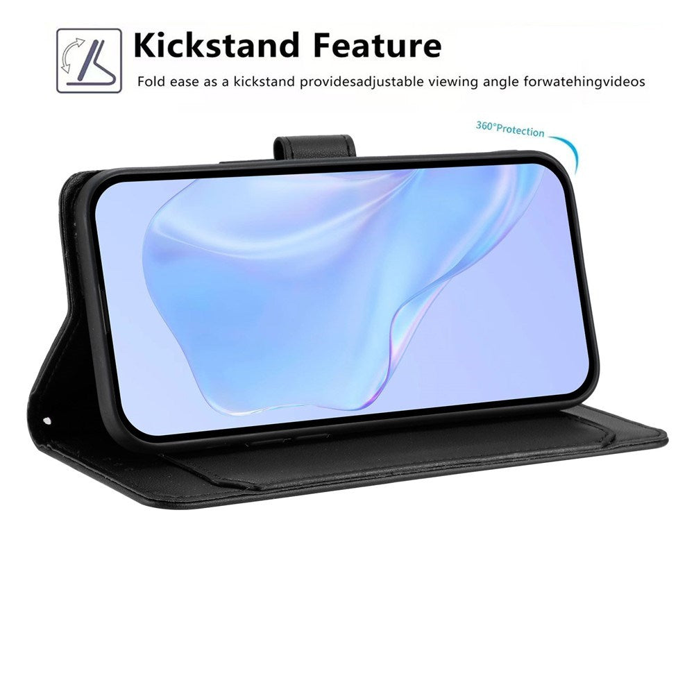 Motorola Moto G86 Power EIDERWOOD Faux Leather Case with Strap & Card Holder - Black