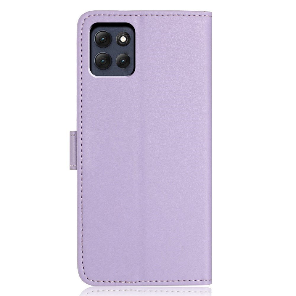 Motorola Moto G86 Power EIDERWOOD Faux Leather Case with Strap & Card Holder - Purple