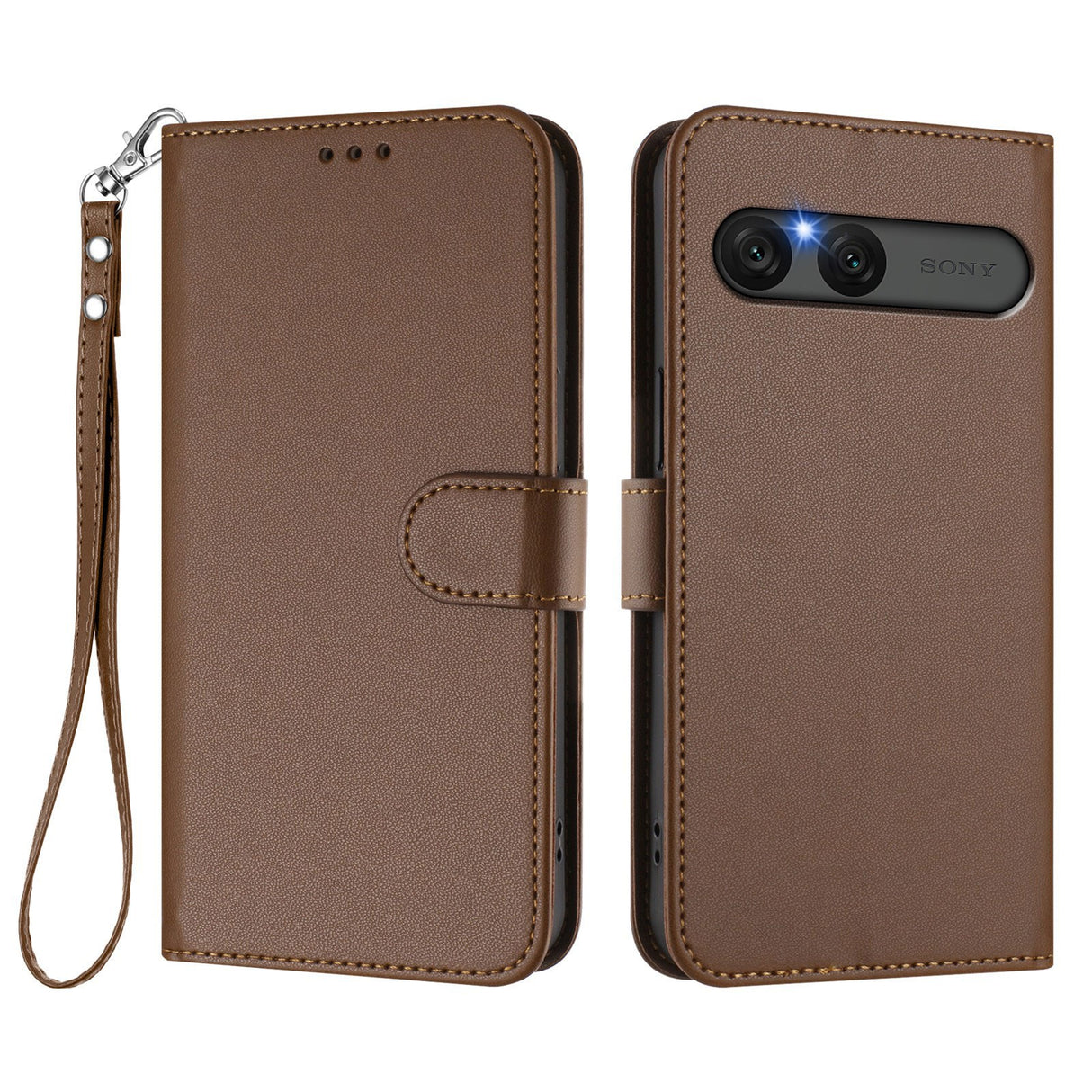 EIDERWOOD Sony Xperia 10 VII Faux Leather Flip Case with Card Holder & Strap - Brown