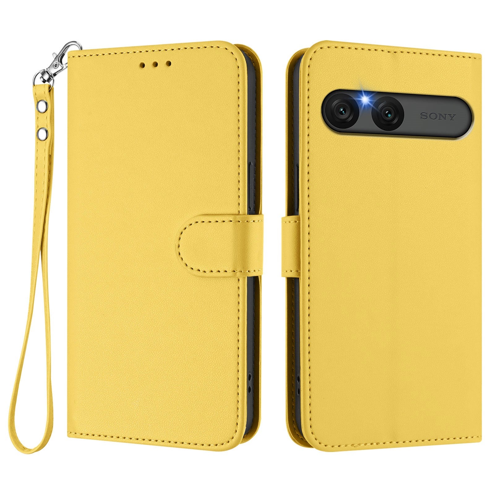 EIDERWOOD Sony Xperia 10 VII Faux Leather Flip Case with Card Holder & Strap - Yellow