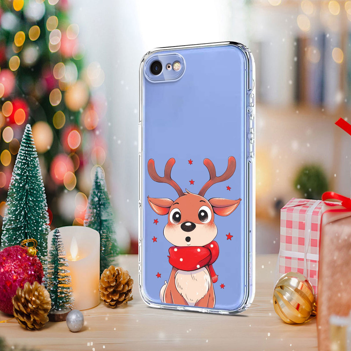 EIDERWOOD iPhone SE (2022 / 2020) / 8 / 7 Flexible Plastic Christmas Case with Motif - Transparent / Reindeer