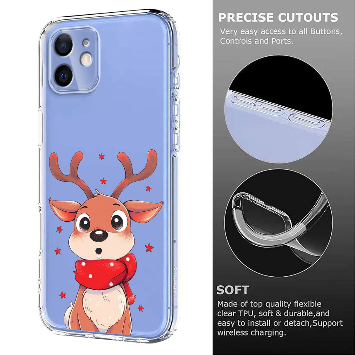 EIDERWOOD iPhone 11 Flexible Plastic Christmas Case with Motif - Transparent / Reindeer