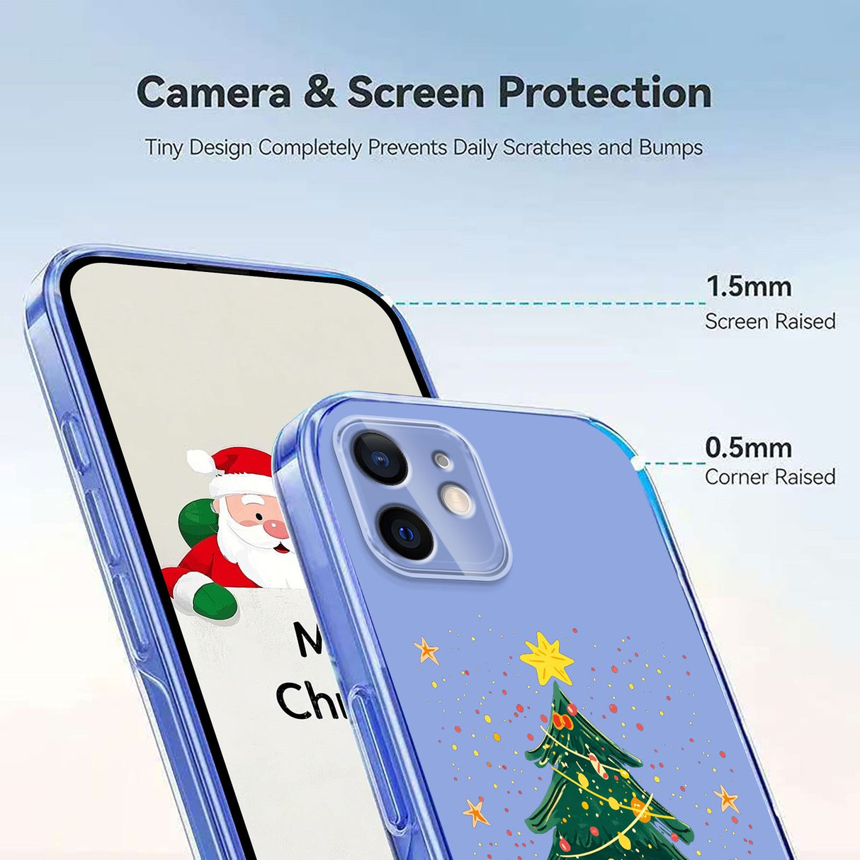 EIDERWOOD iPhone 12 / 12 Pro Flexible Plastic Christmas Case with Motif - Transparent / Christmas Tree