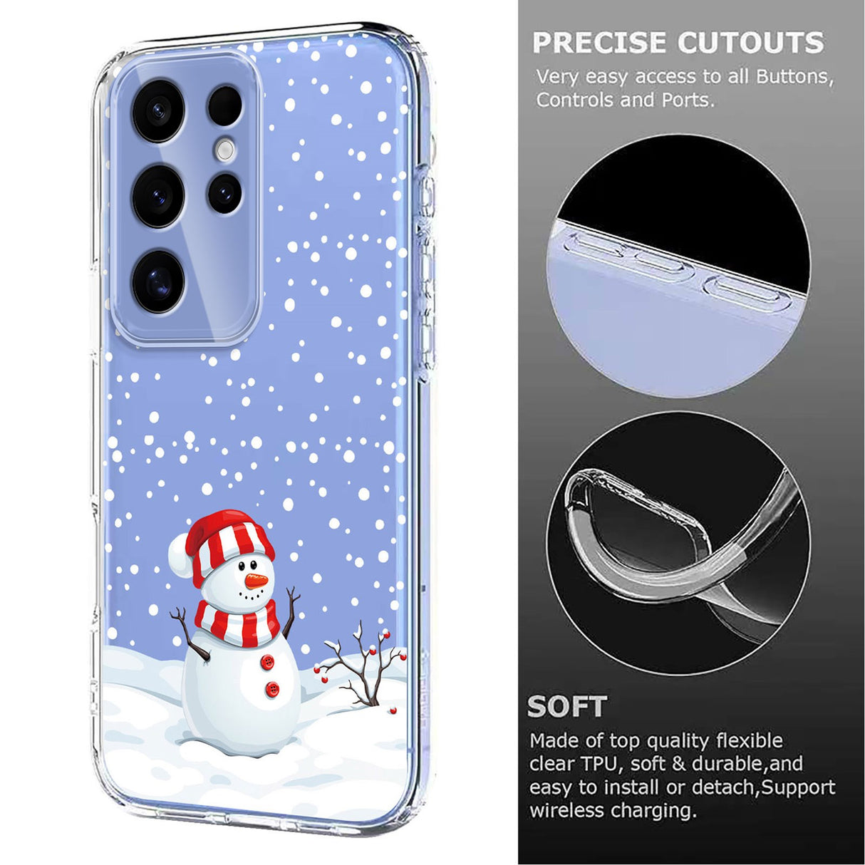 EIDERWOOD Samsung Galaxy S24 Ultra Flexible Plastic Christmas Case with Motif - Transparent / Snowman