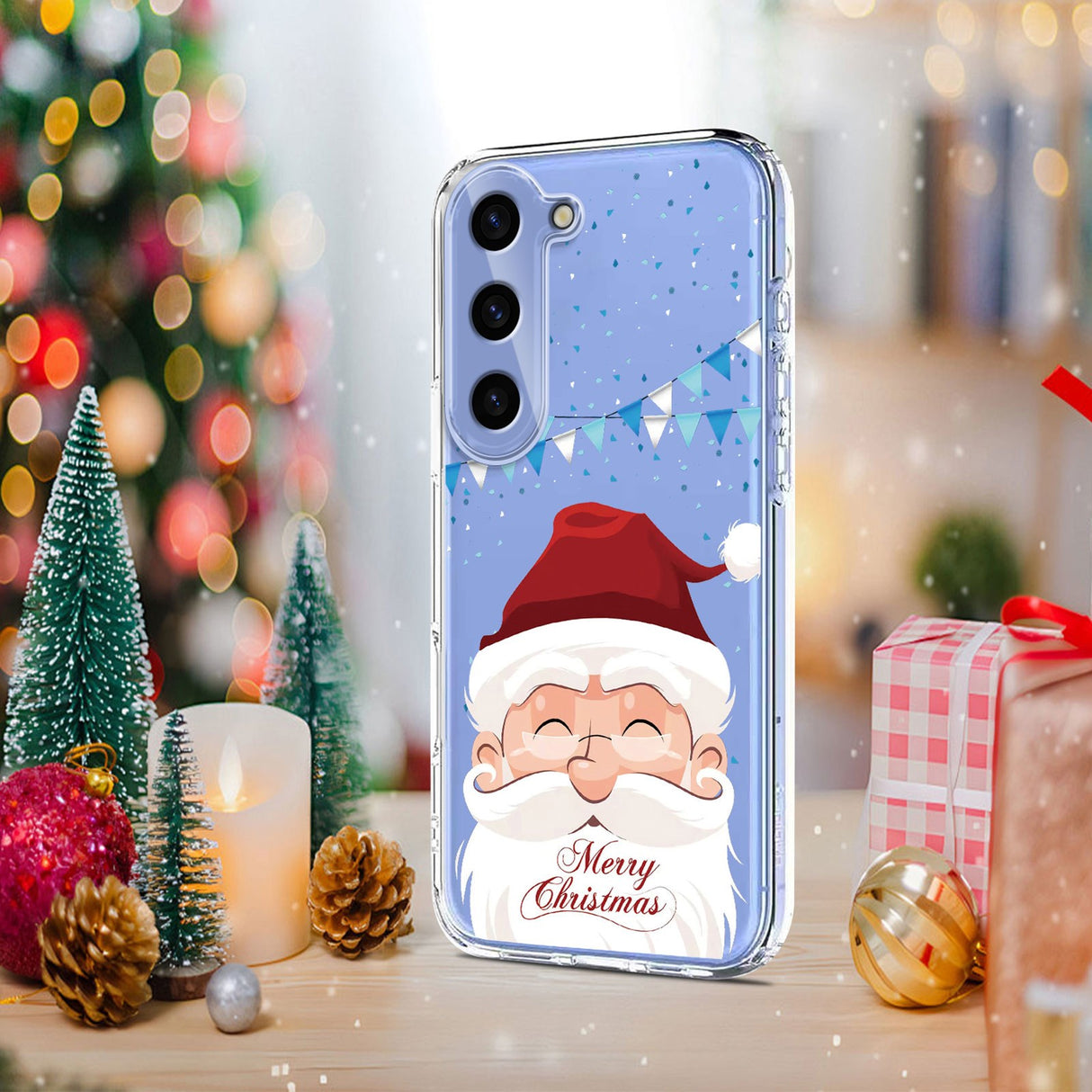 EIDERWOOD Samsung Galaxy S23 Flexible Plastic Christmas Case with Motif - Transparent / Santa Claus