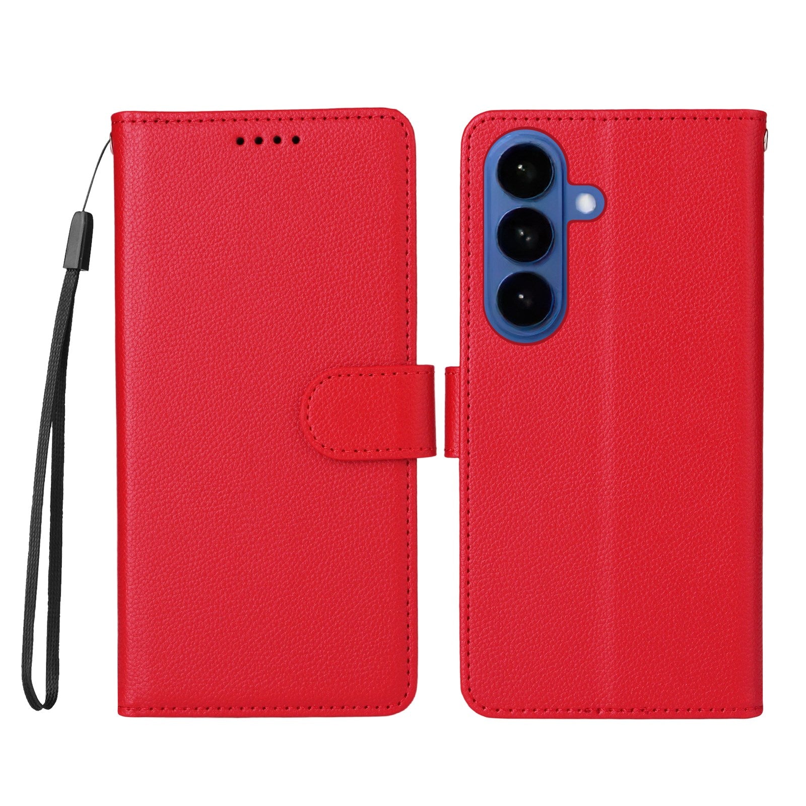 Samsung Galaxy S26 EIDERWOOD Faux Leather Flip Case with Strap - Red