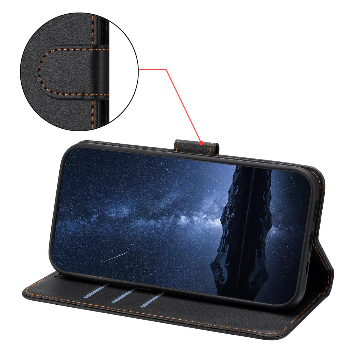Honor Magic8 Lite EIDERWOOD Faux Leather Flip Case with Card Holder & Stand Function - Black